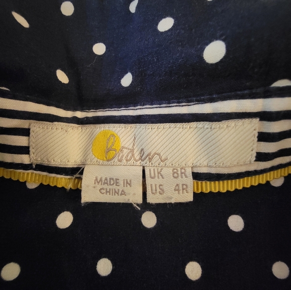 Boden Coastal Navy Polka Dot Button-Up Midi Dress - Picture 2 of 8